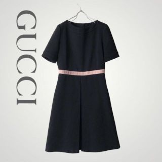 グッチ(Gucci)の[高級] 20SS GUCCI グッチ ウエストロゴ ドレス ワンピース 44(ひざ丈ワンピース)