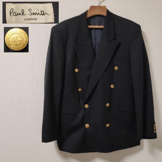 美品✨Paul Smith テーラードジャケット 紺ブレ ダブル 金ボタン XL 