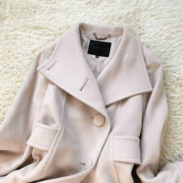 極美品✨アンタイトル カシミヤ混 ノーカラー ロングコート ベージュ サイズ2