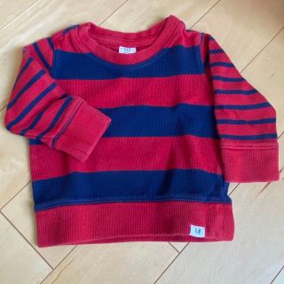 ベビーギャップ(babyGAP)の赤とネイビーのボーダートレーナー(シャツ/カットソー)