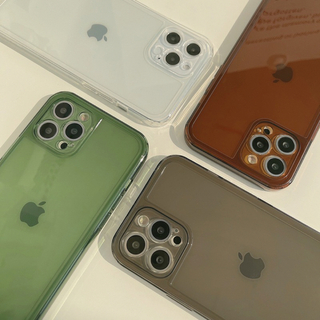 アイフォーン(iPhone)のiPhone ケース カバー クリア シンプル 緑 グリーン(iPhoneケース)