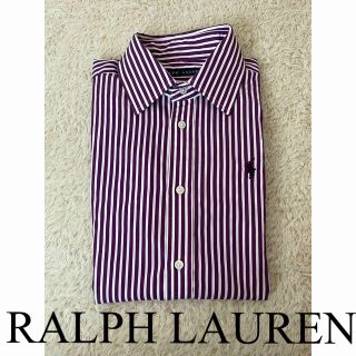 ポロラルフローレン(POLO RALPH LAUREN)の美品　ポロ　ラルフローレン　シャツ　トップス　ストライプ　紫　人気　完売(シャツ/ブラウス(長袖/七分))