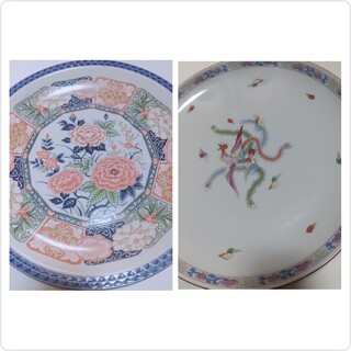 未使用 大皿 オードブル皿 中国絵柄 中華  年代物(食器)