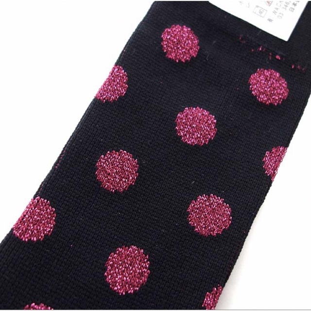 WACKO MARIA(ワコマリア)の新品未使用 ワコマリアドット柄　靴下 ブラック ピンク ラメ風 黒ピンク メンズのレッグウェア(ソックス)の商品写真
