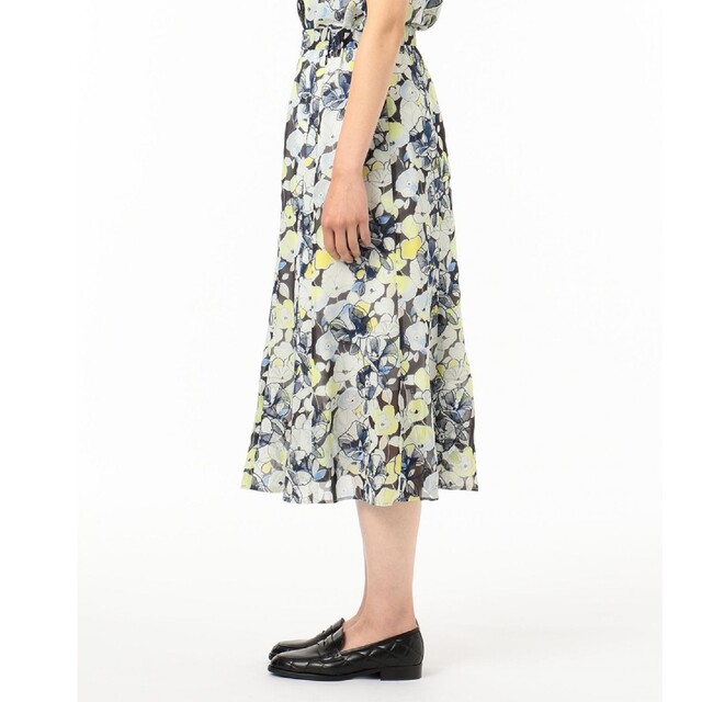 グレースコンチネンタル 刺繍 スカート フレア 花柄 S フラワー