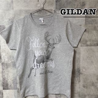 ギルタン(GILDAN)のレディース　Tシャツ　GILDAN ギルダン　アニマル柄　鹿　USA古着(Tシャツ(半袖/袖なし))