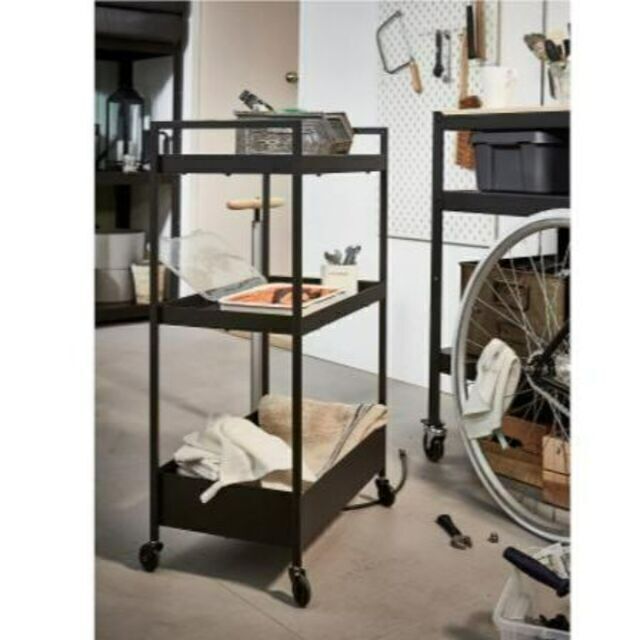 イケア IKEA NISSAFORS ニッサフォース ワゴン, 黒【2台 イケア IKEA NISSAFORS ニッサフォース ワゴン, 黒【2台