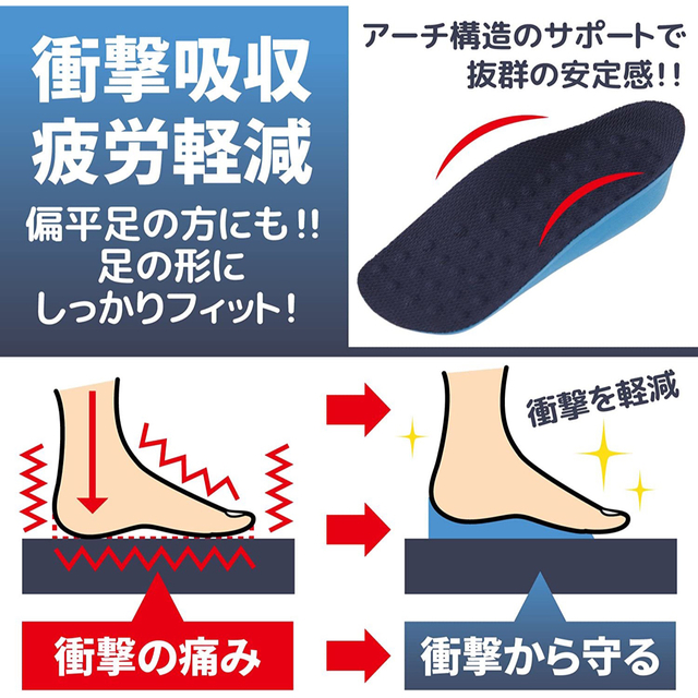 インソール かかとインソール 土踏まず アーチ 身長アップ 靴下 シークレット メンズの靴/シューズ(その他)の商品写真