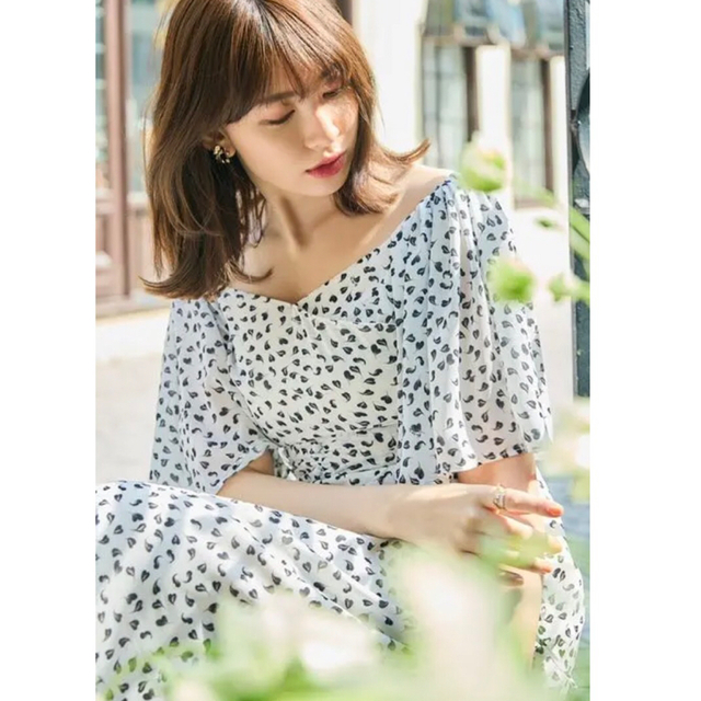 her lip to Heart Petal Midi Dress M ホワイト