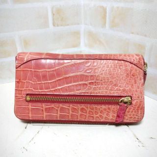 ☆クロコダイル ラウンド長財布/ウォレット バーガンディ 小銭入付