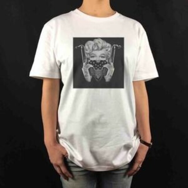 新品 ギャングスタ バンダナ タトゥー 二丁拳銃 ブロンド カウガール Tシャツ