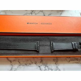 エルメス(Hermes)のApple Watch HERMES  42.44.45mm ブラック　バンド(レザーベルト)