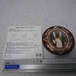 新品　吸水コースター　誕生日　白雲石　置物　丸型　わちふぃーるど　ダヤン　猫(テーブル用品)
