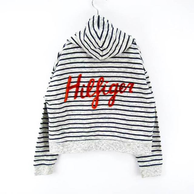 TOMMY HILFIGER(トミーヒルフィガー)のトミーヒルフィガー スウェット ボーダーパーカー ジップジャケット キッズ 男の子用 128サイズ グレー紺 TOMMY HILFIGER キッズ/ベビー/マタニティのキッズ服女の子用(90cm~)(その他)の商品写真