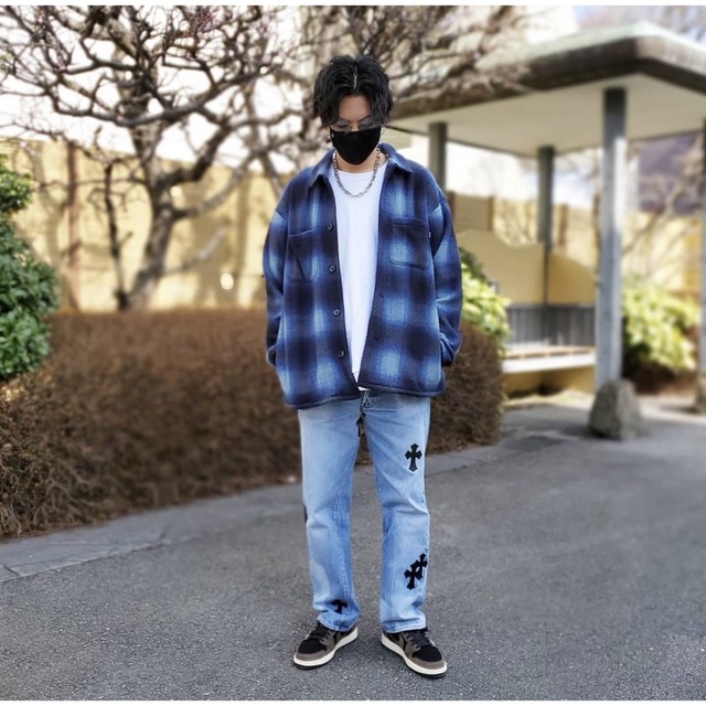 Supreme Shadow Plaid Fleece Shirt M フリース-