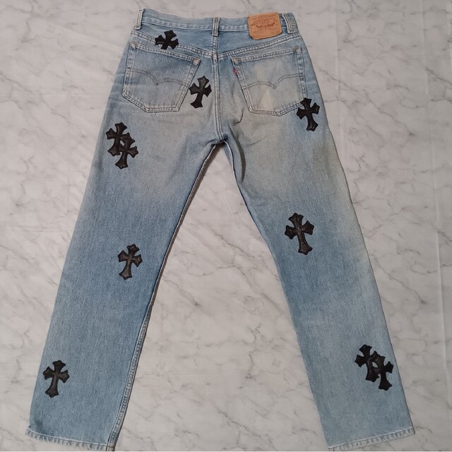 魅了 Levi's 501（W34 / 88cm）クロスパッチカスタム デニム/ジーンズ