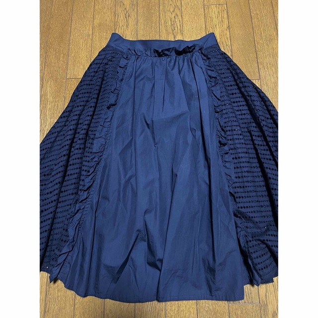 JaneMarple タイプライター スカート ネイビー - ひざ丈スカート