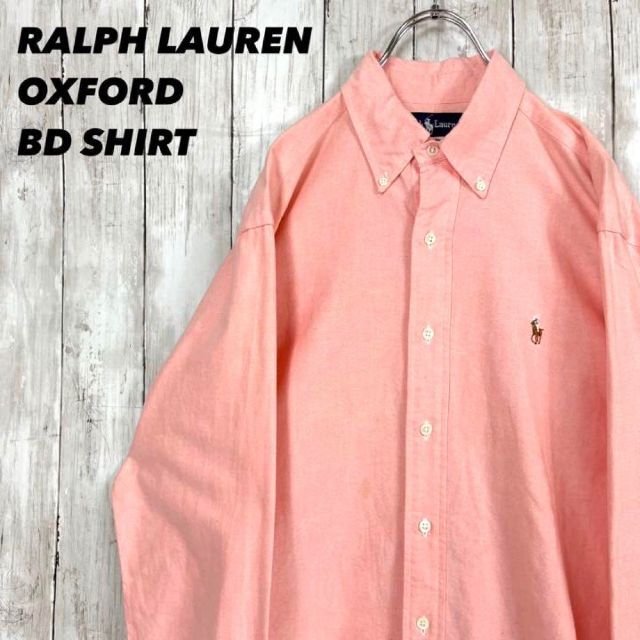 Ralph Lauren(ラルフローレン)のアメリカ古着　ラルフローレン　カラーポロ刺繍BDシャツ　サイズM オレンジ　男女 メンズのトップス(シャツ)の商品写真