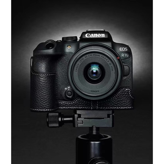 本革 新品 Canon キャノン EOS R10用 本革カメラケース ブラック 6