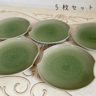 タチキチ(たち吉)のwineloveco様専用　たち吉 銘々皿揃 中皿5枚セット　貫入　緑釉　皿(食器)