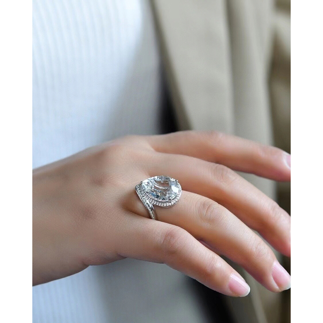 【高級】白水晶 リング 5.8g レディースのアクセサリー(リング(指輪))の商品写真