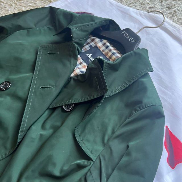 美品】Aquascutum トレンチコート グリーン 防水 ベルト 10 L 即納