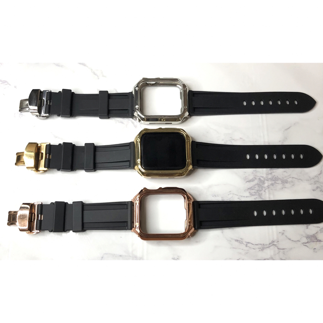 Sブラック2nd★アップルウォッチバンド ラバーベルト Apple Watch メンズの時計(ラバーベルト)の商品写真