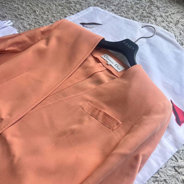 美品】Christian Dior ミドルジャケット オレンジ ロゴボタン L 絶対一
