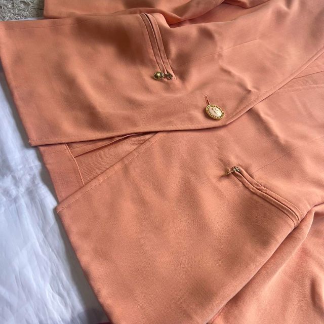 美品】Christian Dior ミドルジャケット オレンジ ロゴボタン L 絶対一
