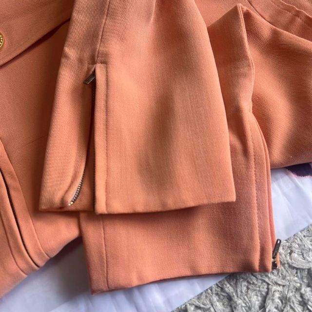 美品】Christian Dior ミドルジャケット オレンジ ロゴボタン L 絶対一