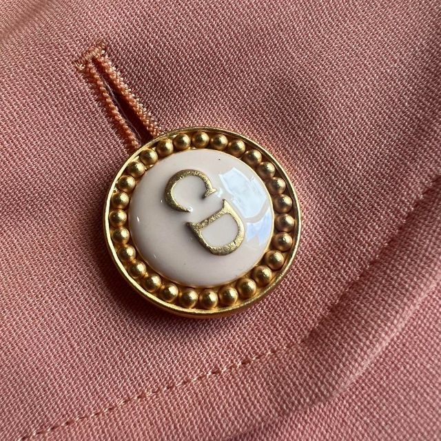 美品】Christian Dior ミドルジャケット オレンジ ロゴボタン L 絶対一
