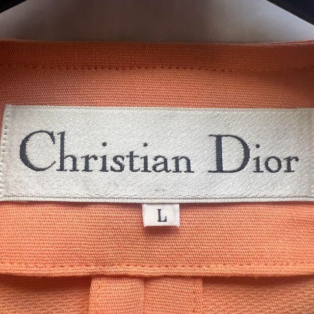美品】Christian Dior ミドルジャケット オレンジ ロゴボタン L 絶対一