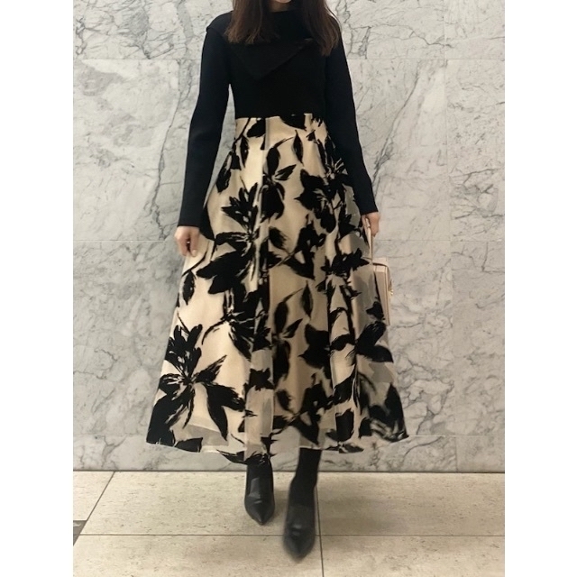 CELFORD セルフォード フロッキーニットドッキングワンピース 36 美香