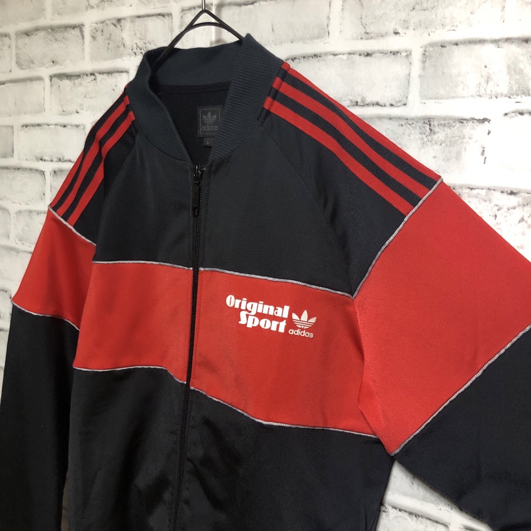 adidas(アディダス)の90s⭐️adidas トラックジャケット L トレファイル vintage黒赤 メンズのトップス(ジャージ)の商品写真