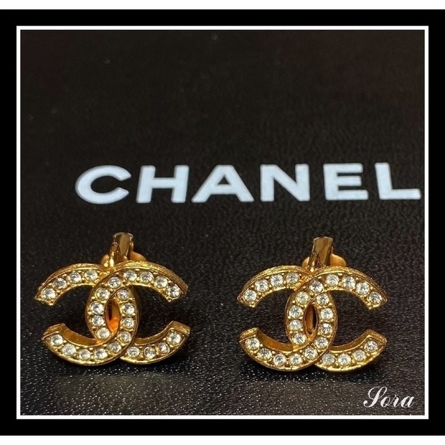 紺×赤 未使用に近い♡CHANEL シャネル ココマーク ラインストーン