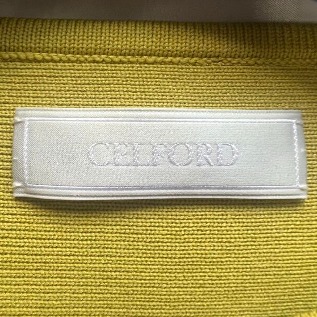 美品】CELFORD ペプラムジャケット マスタード 36 ノーカラー セル