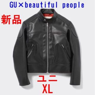 ビューティフルピープル(beautiful people)の★GU×beautiful people★シングルライダースブルゾン★BLACK(ライダースジャケット)