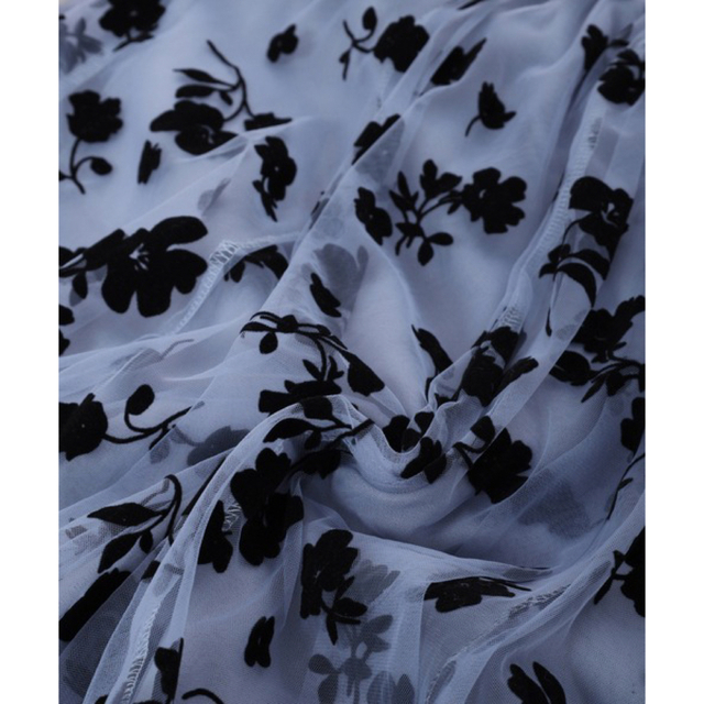 fifth(フィフス)の【完売品・早い者勝ち】フロッキーフラワーフレアスカート　ブルー レディースのスカート(ロングスカート)の商品写真