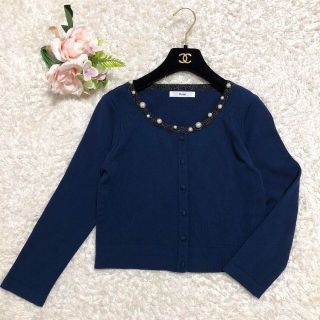 René - 【美品】ルネ パール付き ワンピース セットアップ ネイビー 36