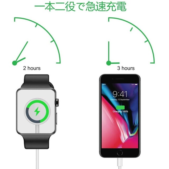 【匿名即発送】iphone Applewatch 2in1充電ケーブル スマホ/家電/カメラのスマートフォン/携帯電話(その他)の商品写真