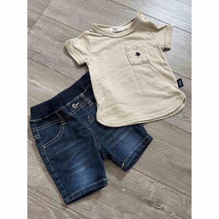 子供服　半袖　デニム半ズボン　サイズ80 （2セット）(Ｔシャツ)