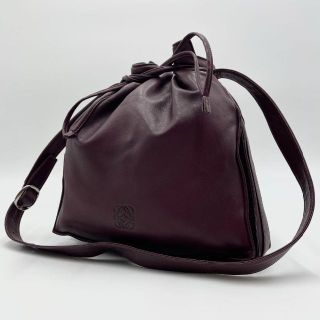✨美品✨ロエベ 巾着 アナグラム ショルダーバッグ ボルドー ナッパレザー ロゴ
