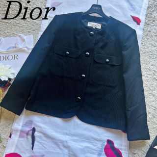 クリスチャンディオール(Christian Dior)の【良品】Christian Dior ノーカラージャケット ブラック 13 L(ノーカラージャケット)