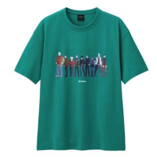 ジーユー(GU)のGU 攻殻機動隊 公安9課 ビッグT 5分袖 グリーン サイズS(Tシャツ/カットソー(半袖/袖なし))