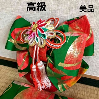 高級　飾り帯　3歳用　七五三　ボリューム飾り帯 帯締め　緑　着物(和服/着物)
