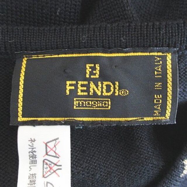 FENDI(フェンディ)のフェンディ 長袖 膝丈 ニットワンピース ワンピース Vネック 黒 ブラック 毛 レディースのワンピース(ひざ丈ワンピース)の商品写真