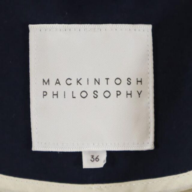 マッキントッシュフィロソフィー 日本製 三陽商会 コート 36 ネイビー系 MACKINTOSH PHILOSOPHY ノーカラー レディース  【中古】 【230305】