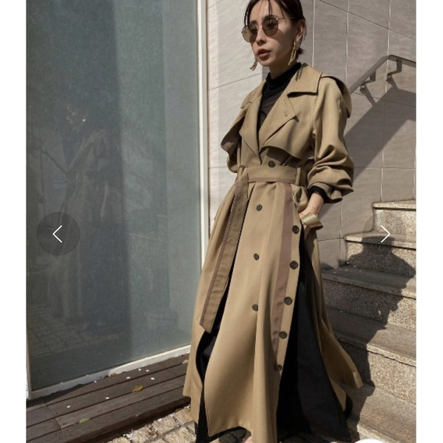 Ameri MINIMAL FLARE LONG TRENCH COAT