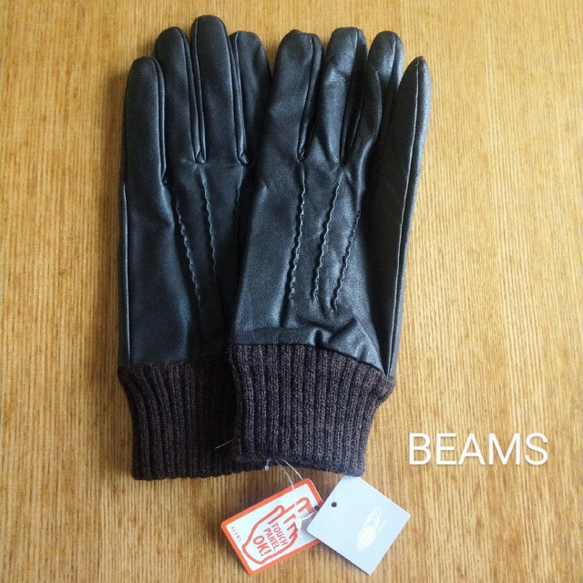 BEAMS ビームス メンズ レザー グローブ 手袋 ブラウン タッチパネル