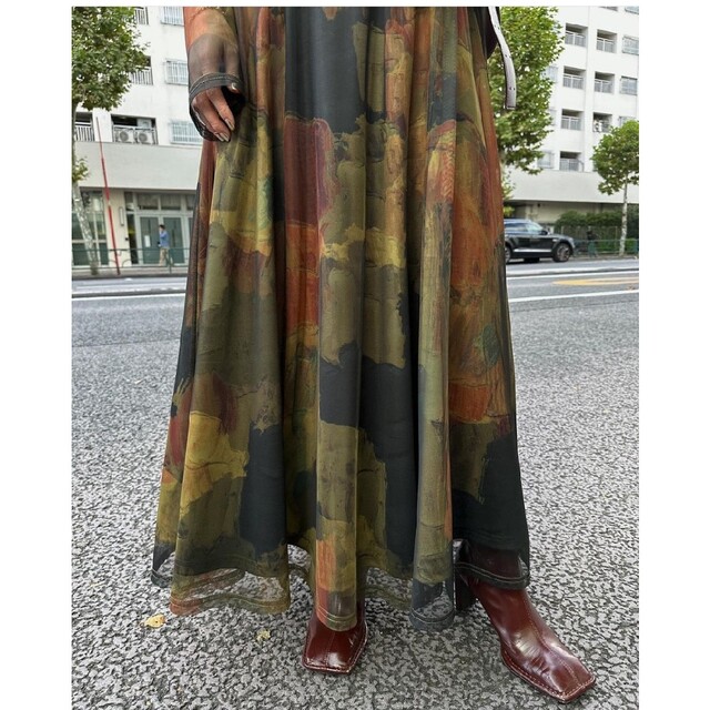 京都 買取 Ameri UND GYPSUM ART DRESS カーキ M ロングドレス www.win